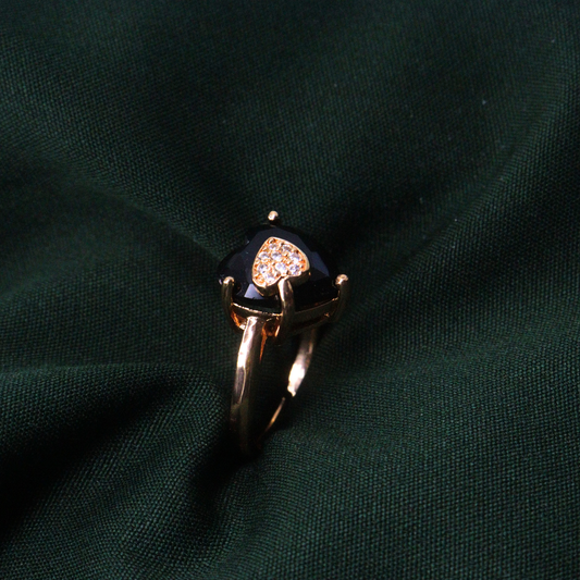 Black Stone Adjustable Ring