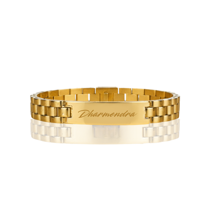 gold plated customized name bracelet for men 