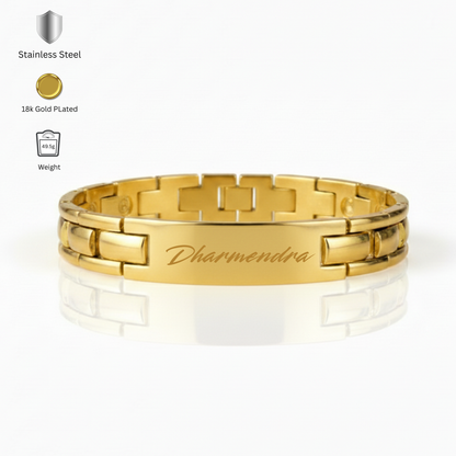 Detailed engraving finish personalized men bracelet
