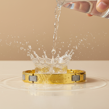 Personalized gold tone stainless steel bracelet with name engraving