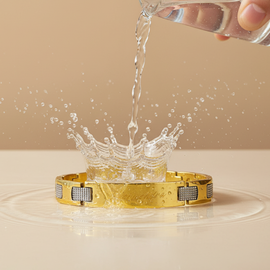 Personalized gold tone stainless steel bracelet with name engraving