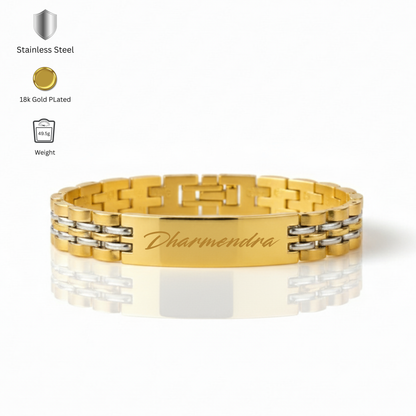 Custom engraved name plate stainless steel bracelet