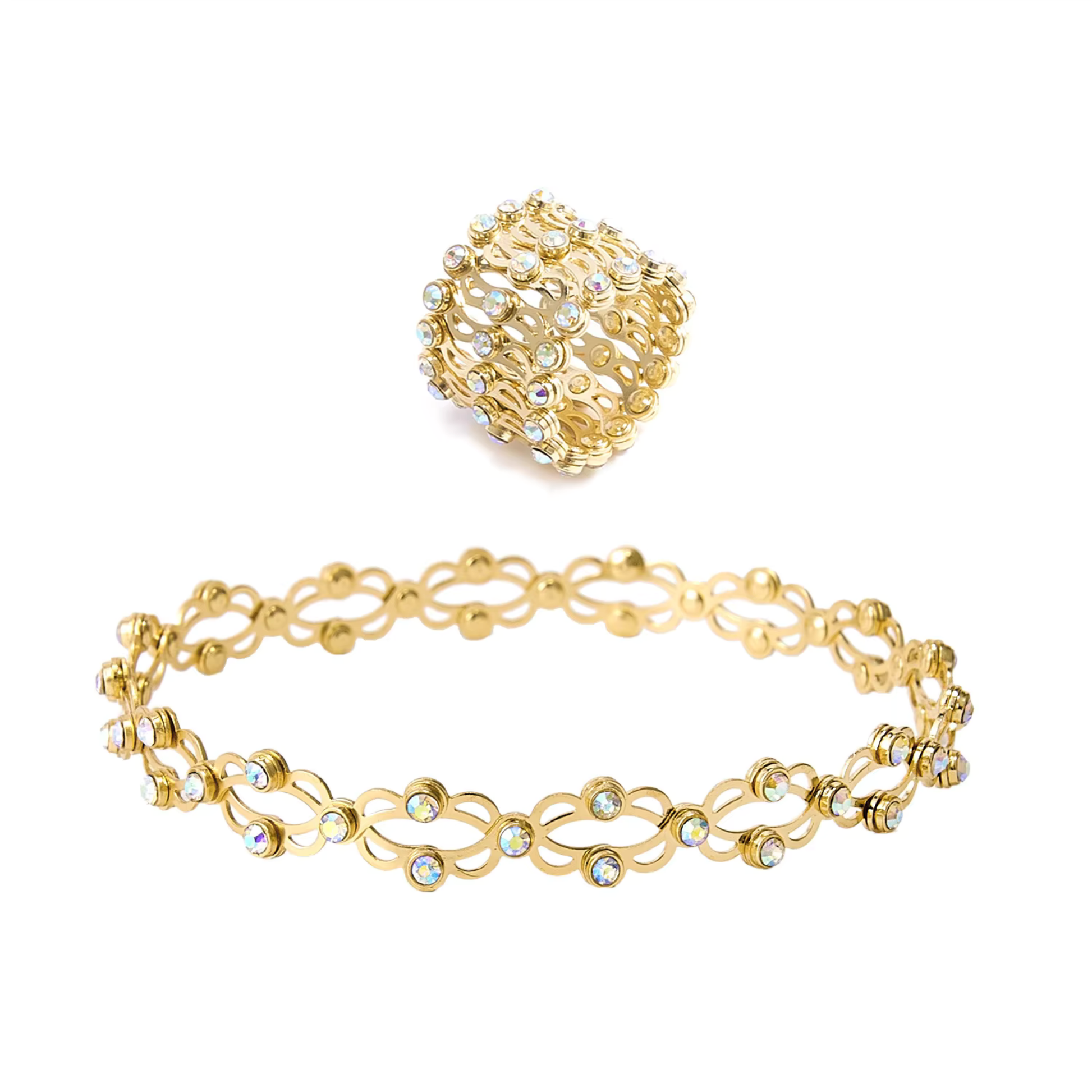 Magic ring bracelet transforming from bracelet to ring anti tarnish gold plated jewelry
