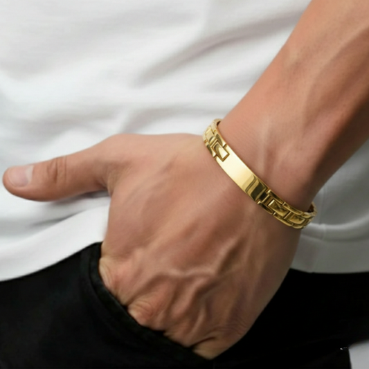 Man wearing Valor Bracelet for men with formal outfit