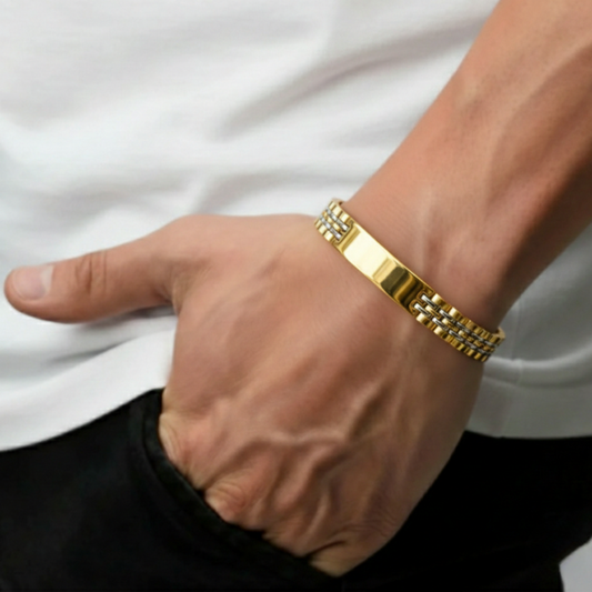 Man wearing Stark Bracelet for men with formal outfit