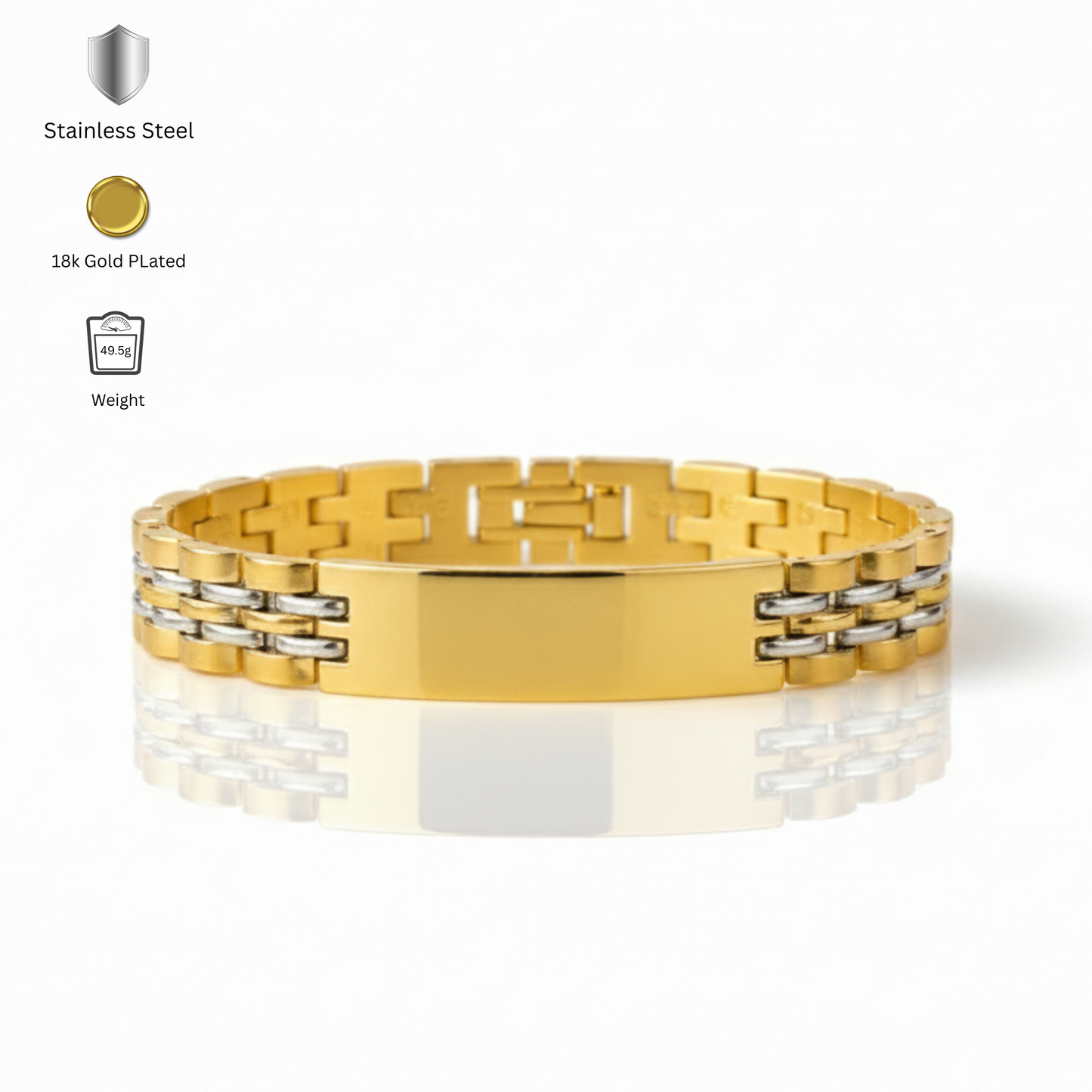 Close up of Stark Bracelet for men durable lightweight metal jewellry