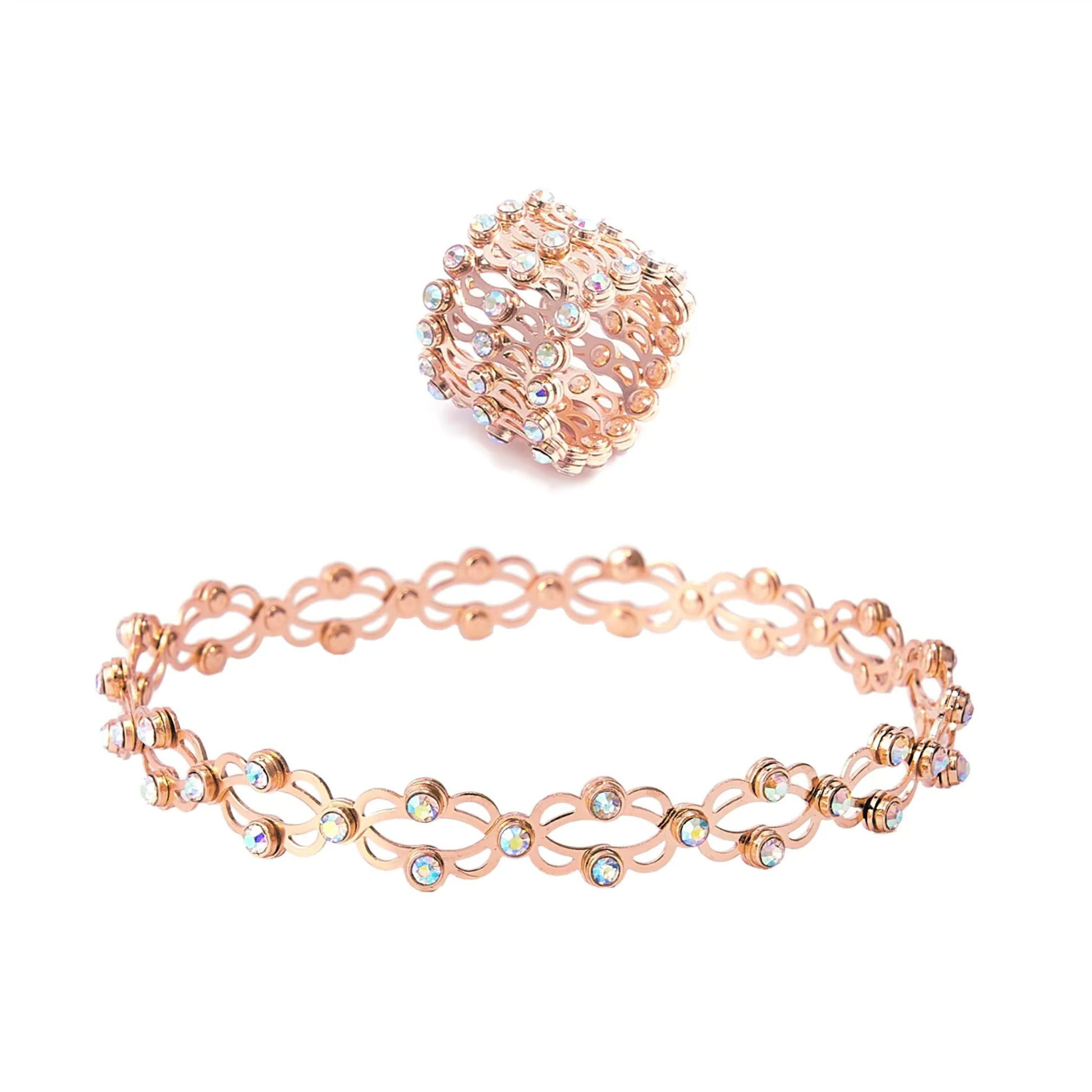 Magic ring bracelet transforming from bracelet to ring anti tarnish rose gold plated jewelry