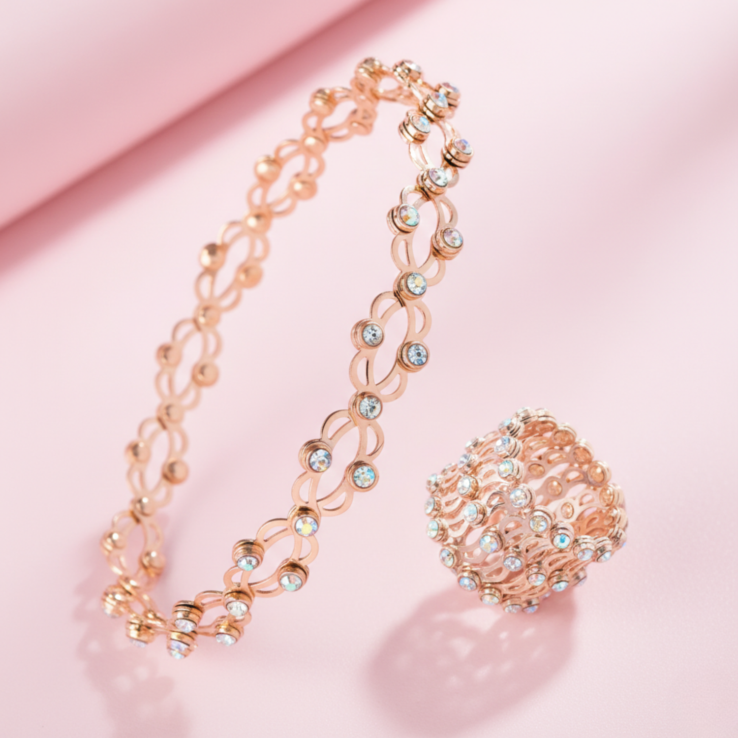 2 in 1 Magic Ring Bracelet stainless steel rose gold plated convertible jewelry for women