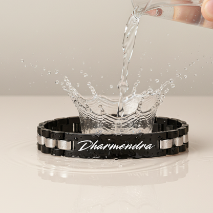 Side view of personalized name bracelet for boys and men